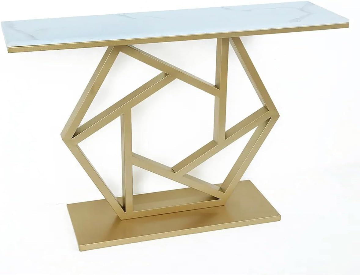 Contemporary Iron Console with Stylish Geometric Form and Elegant Metallic Sheen