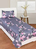 Glace Cotton Single Bed Bedsheet with 1 Pillow Cover | Frill Design, 190 Thread Count Flat Sheet for Summer