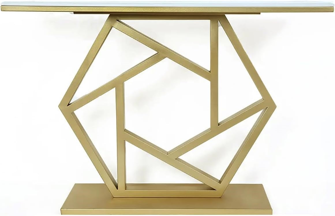 Contemporary Iron Console with Stylish Geometric Form and Elegant Metallic Sheen