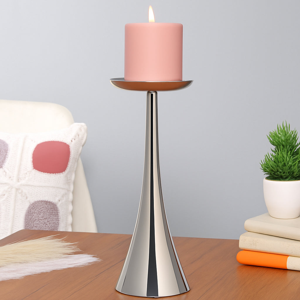 Aureus Petite Silver Pillar Candle Stand- OUCH CART