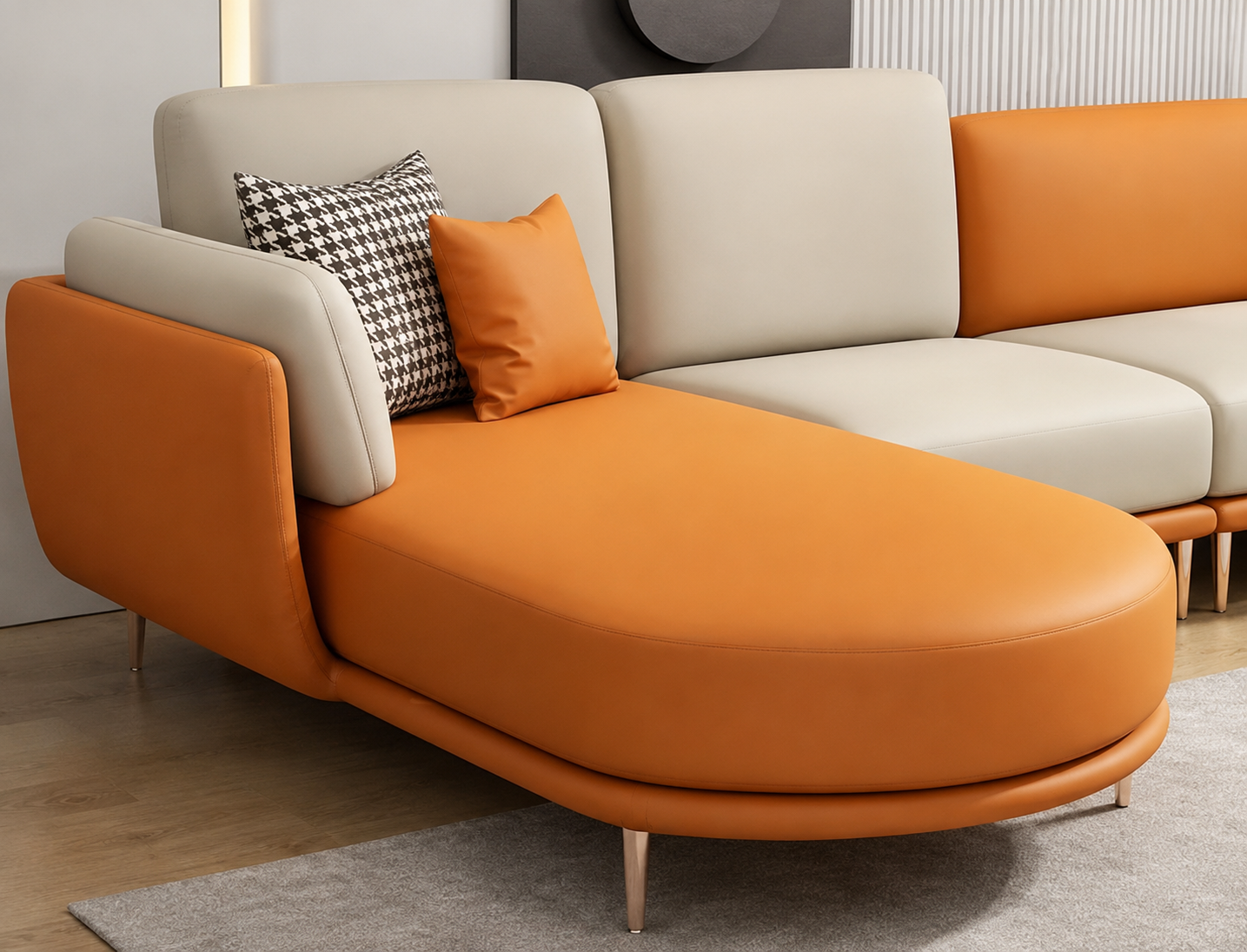 Modern L-Shaped Sectional Sofa with Chaise Lounge | Premium Upholstered 4-Seater Living Room Sofa