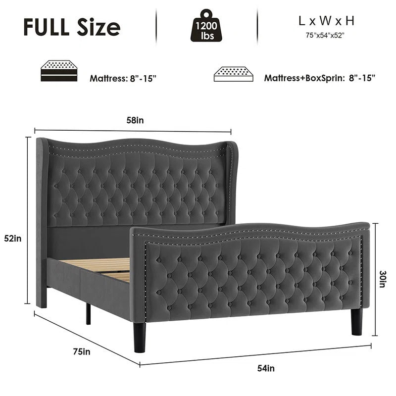 52'' High Headboard Down Upholstered Bed