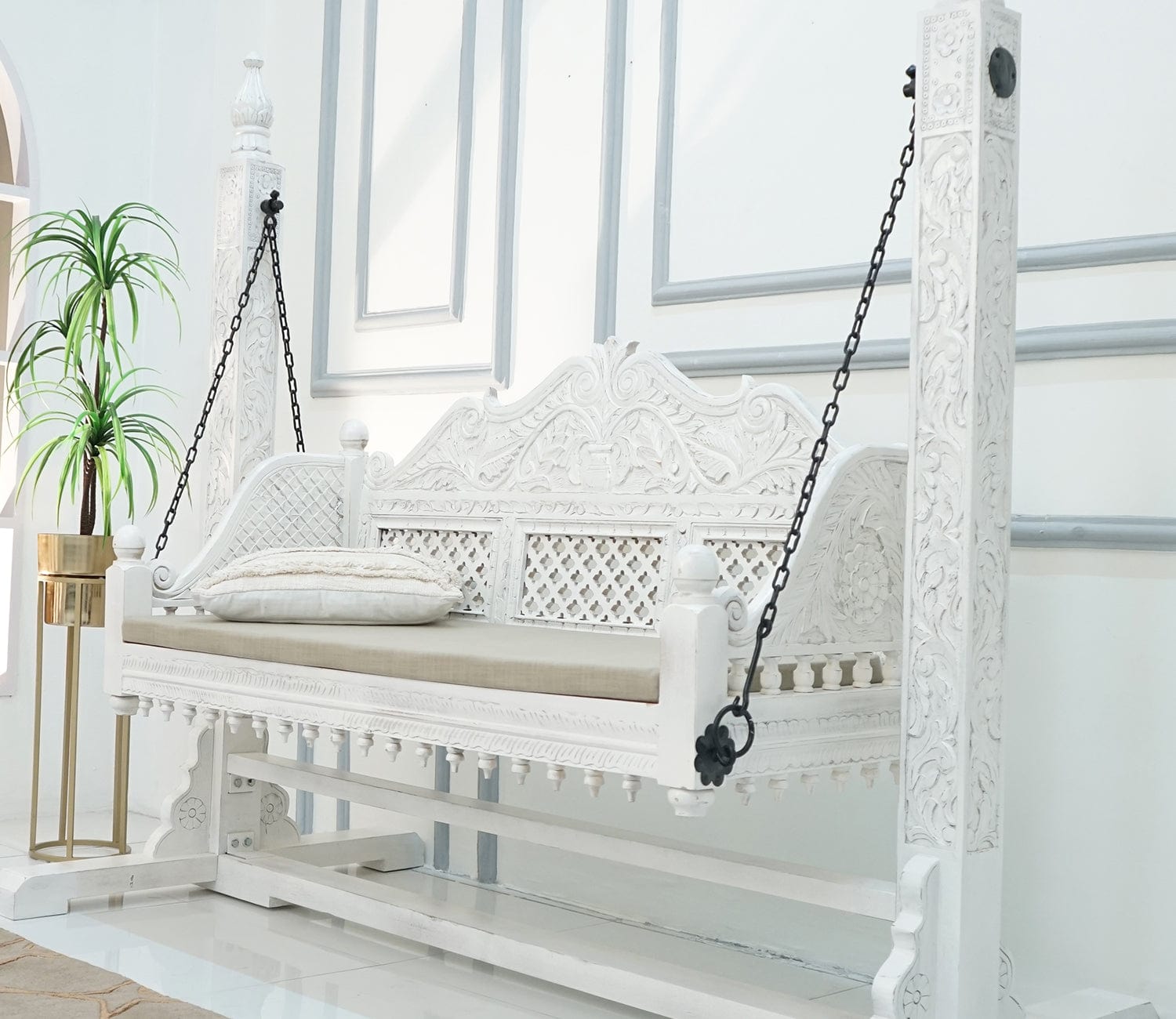 Crate Wooden Swing Chair (White Finish)