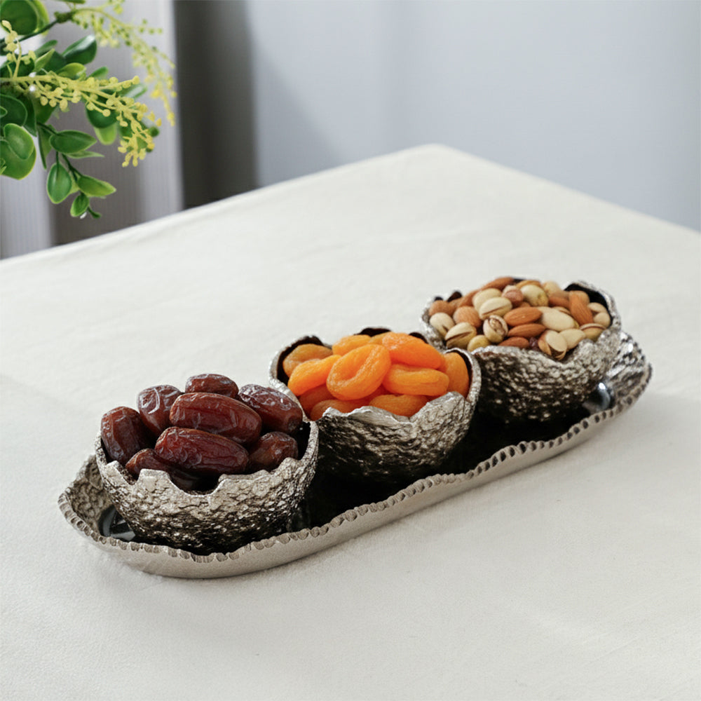 Elaris Tray & Bowl set in Silver Black - OUCHCART | Tray