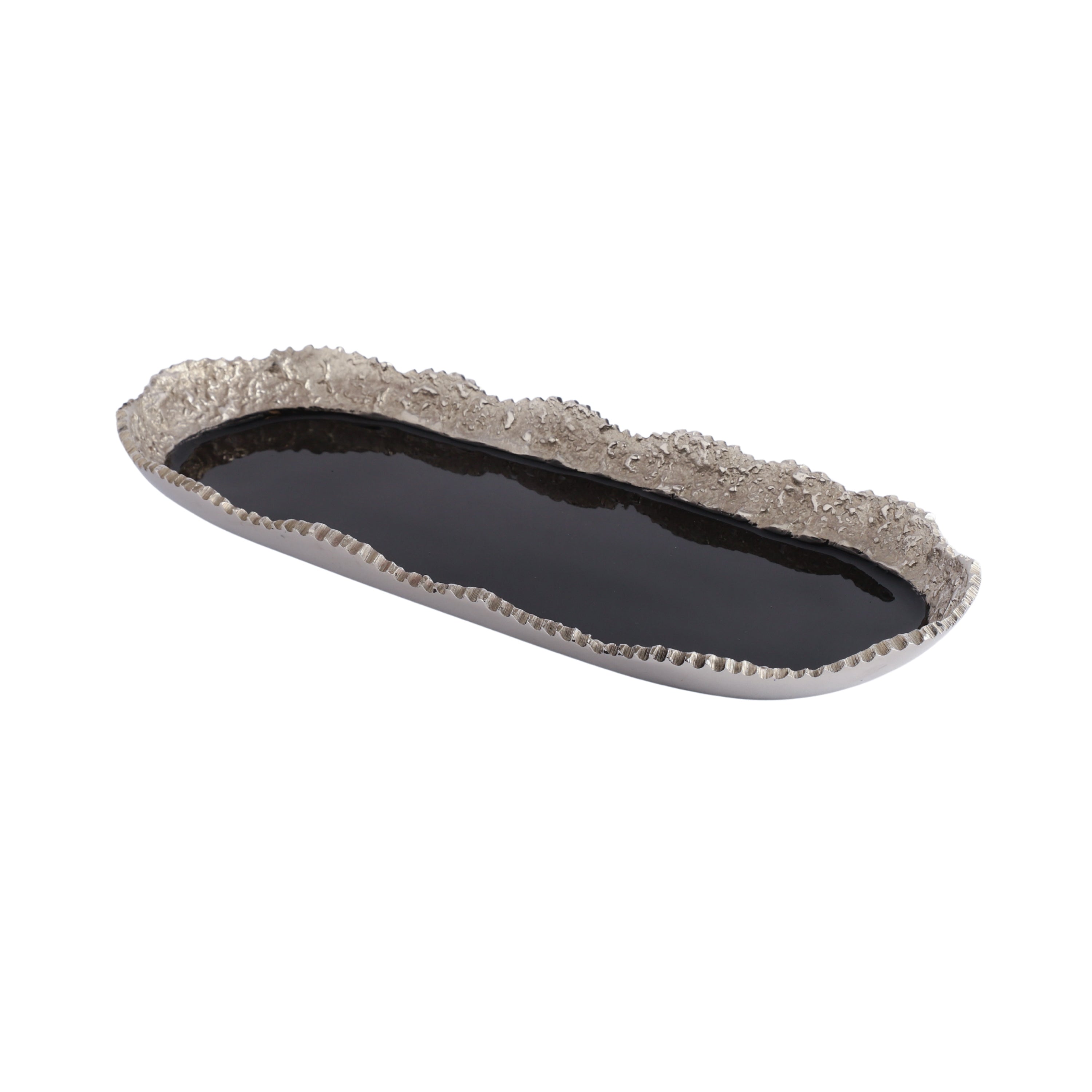 Elaris Tray & Bowl set in Silver Black