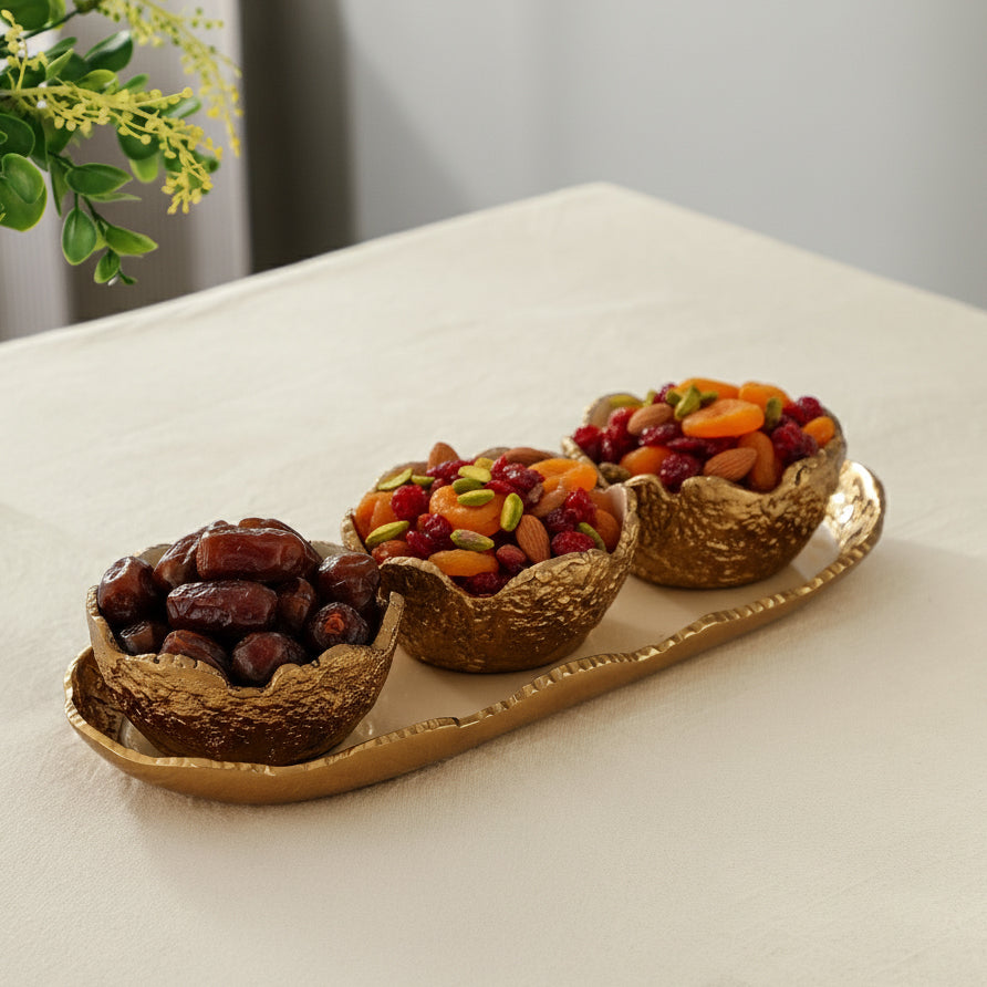 Elaris Tray & Bowl set in Gold - OUCHCART | Tray