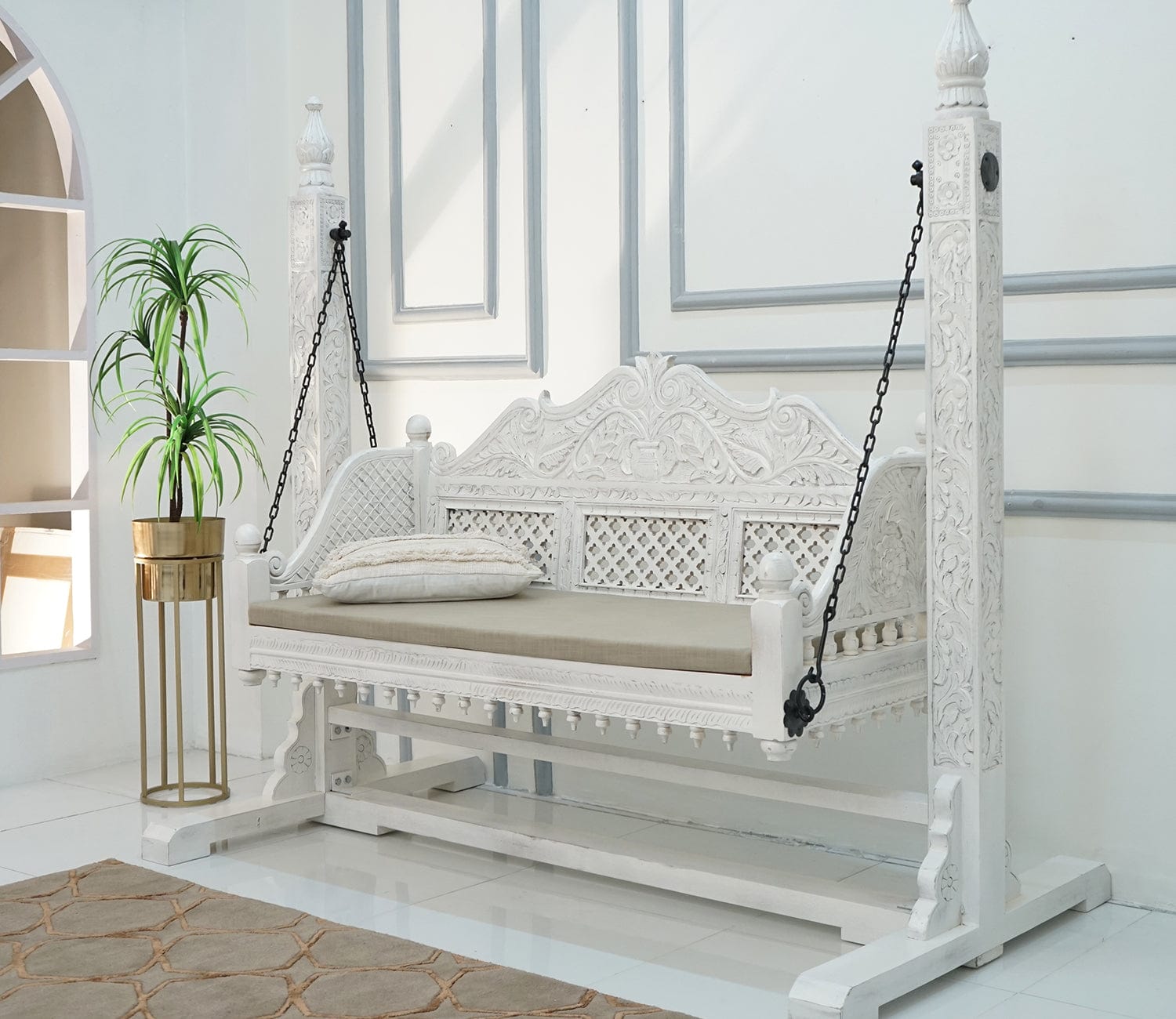 Crate Wooden Swing Chair (White Finish)