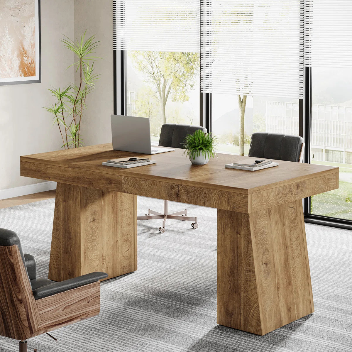 55-Inch Conference Meeting Table, Wood Seminar Desk for Conference Room