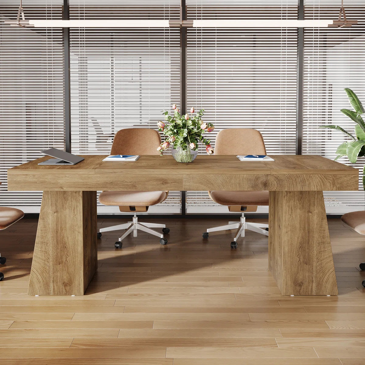 55-Inch Conference Meeting Table, Wood Seminar Desk for Conference Room