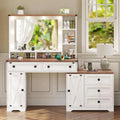56.5" Makeup Vanity Desk with  5 Drawers, 2 Cabinets, Open Shelves