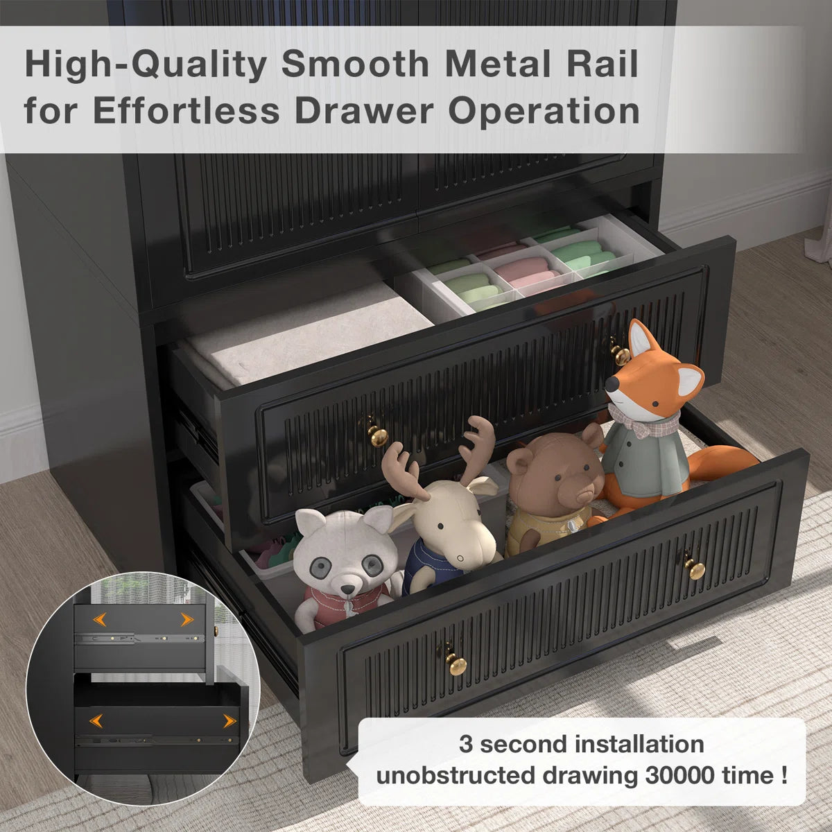 Winston Porter 70 Inch Tall Wardrobe Armoire Wooden Closet with Drawers White and Black