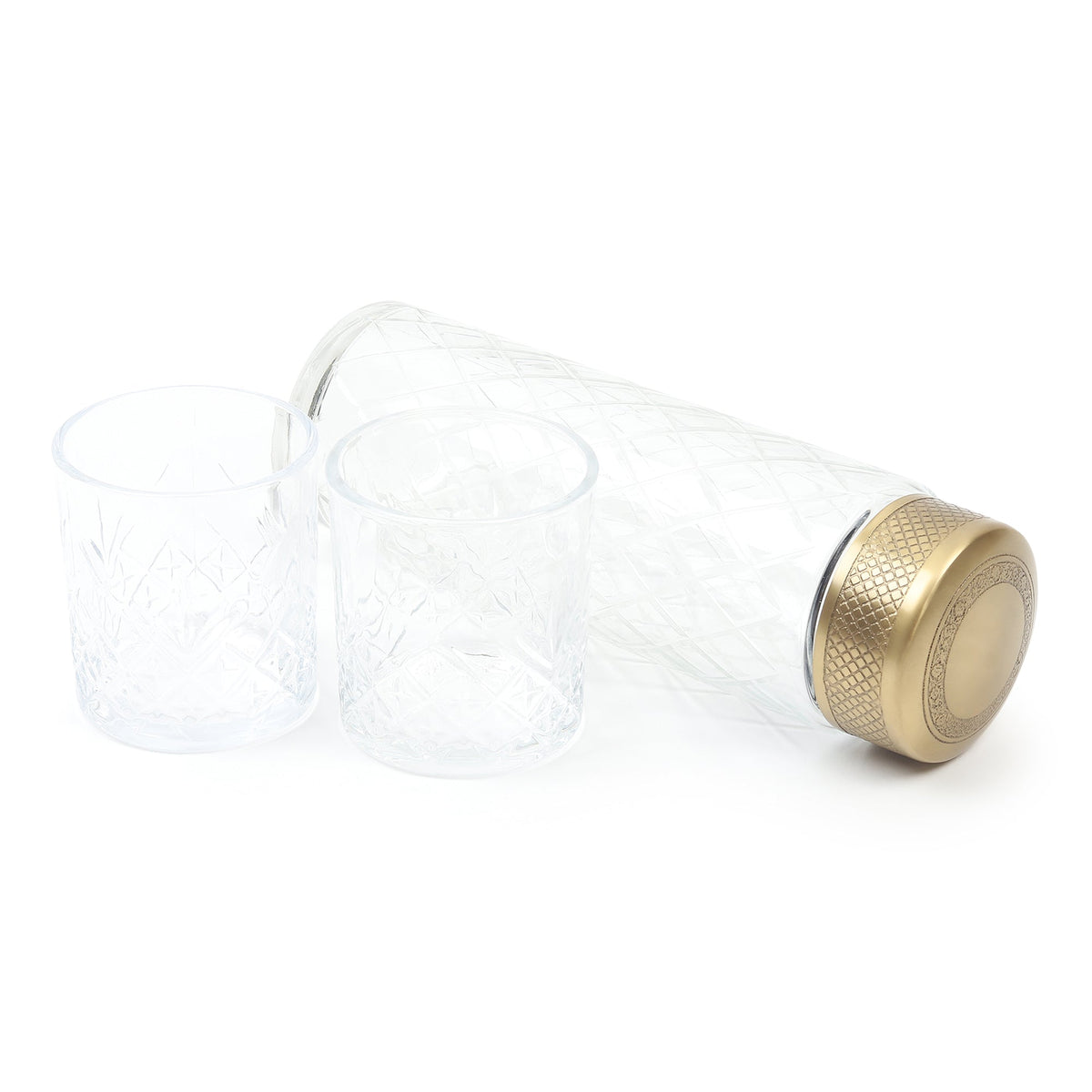 Brass Verre Prism Bottle & Glass Set M.M.I. OVERSEAS