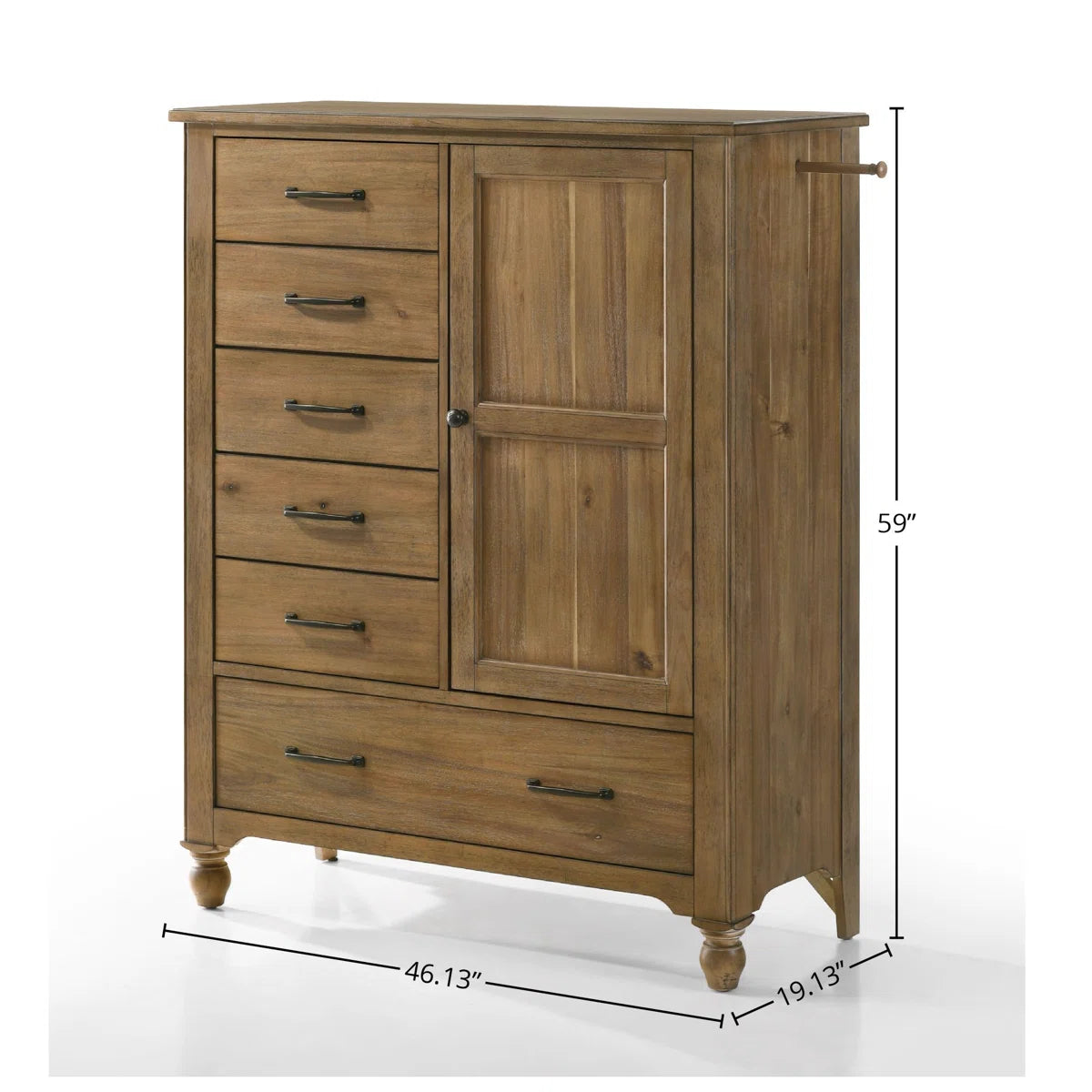 Edan Solid Wood Storage Armoire – Spacious Bedroom Wardrobe-OUCH CART | Wardrobe 