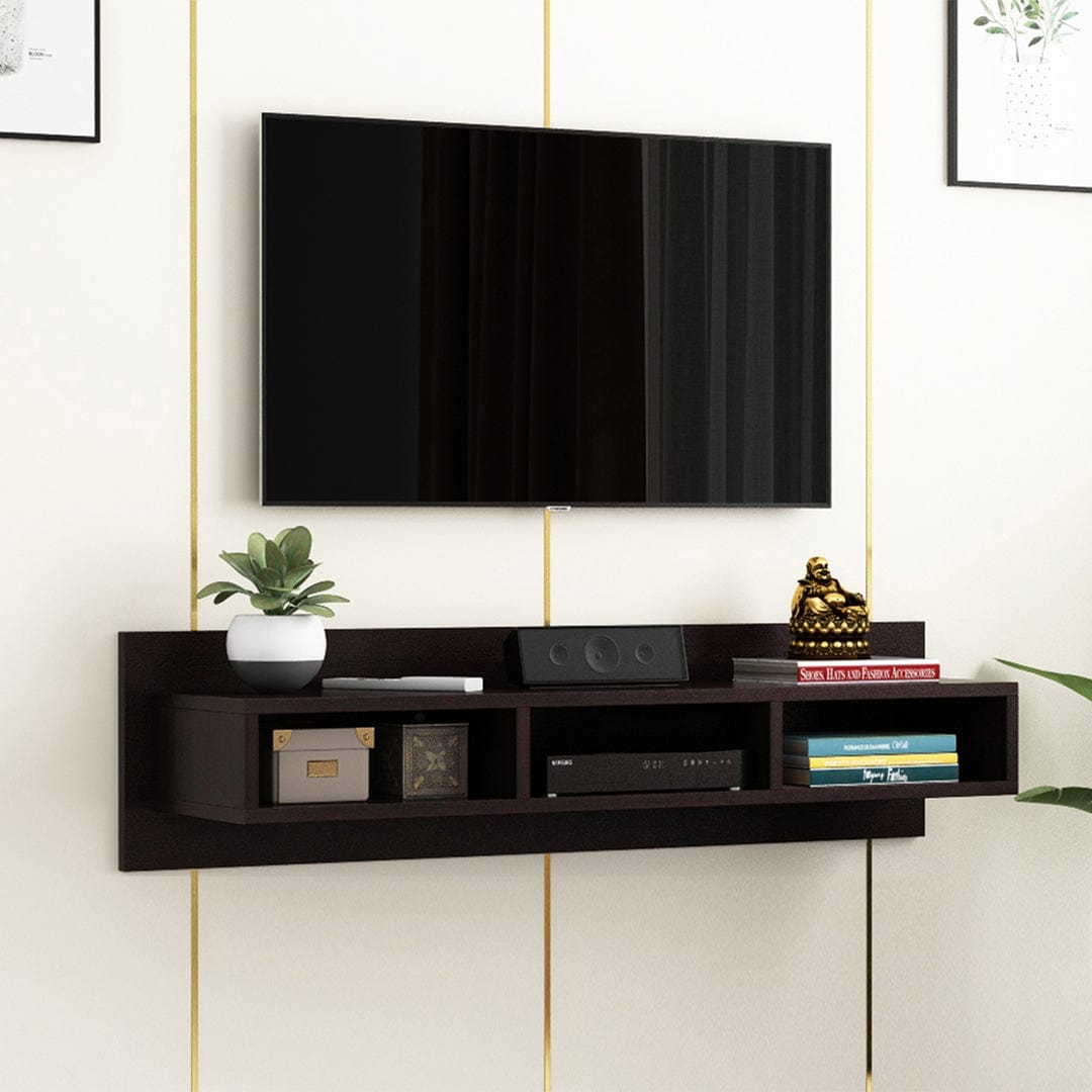 Zozo Engineered Wood Wall-Mounted Tv Unit with Open Shelves
