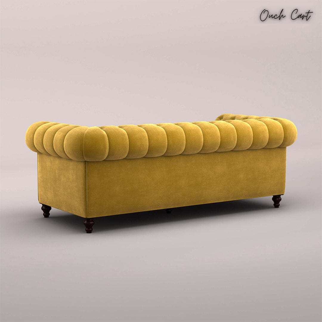 3 Seater Sofa Velvet Mustard Yellow