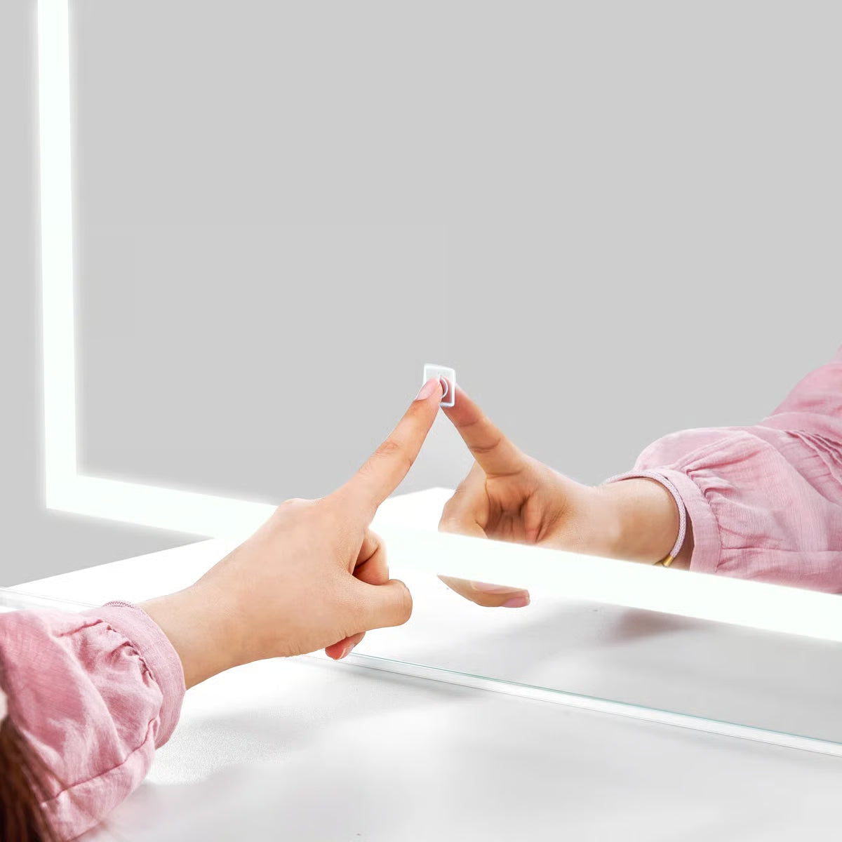 Adriel 51.8" Modern Makeup Vanity with Mirror, LED Lights, and RGB Cabinet Storage-OUCH CART| Dressing table