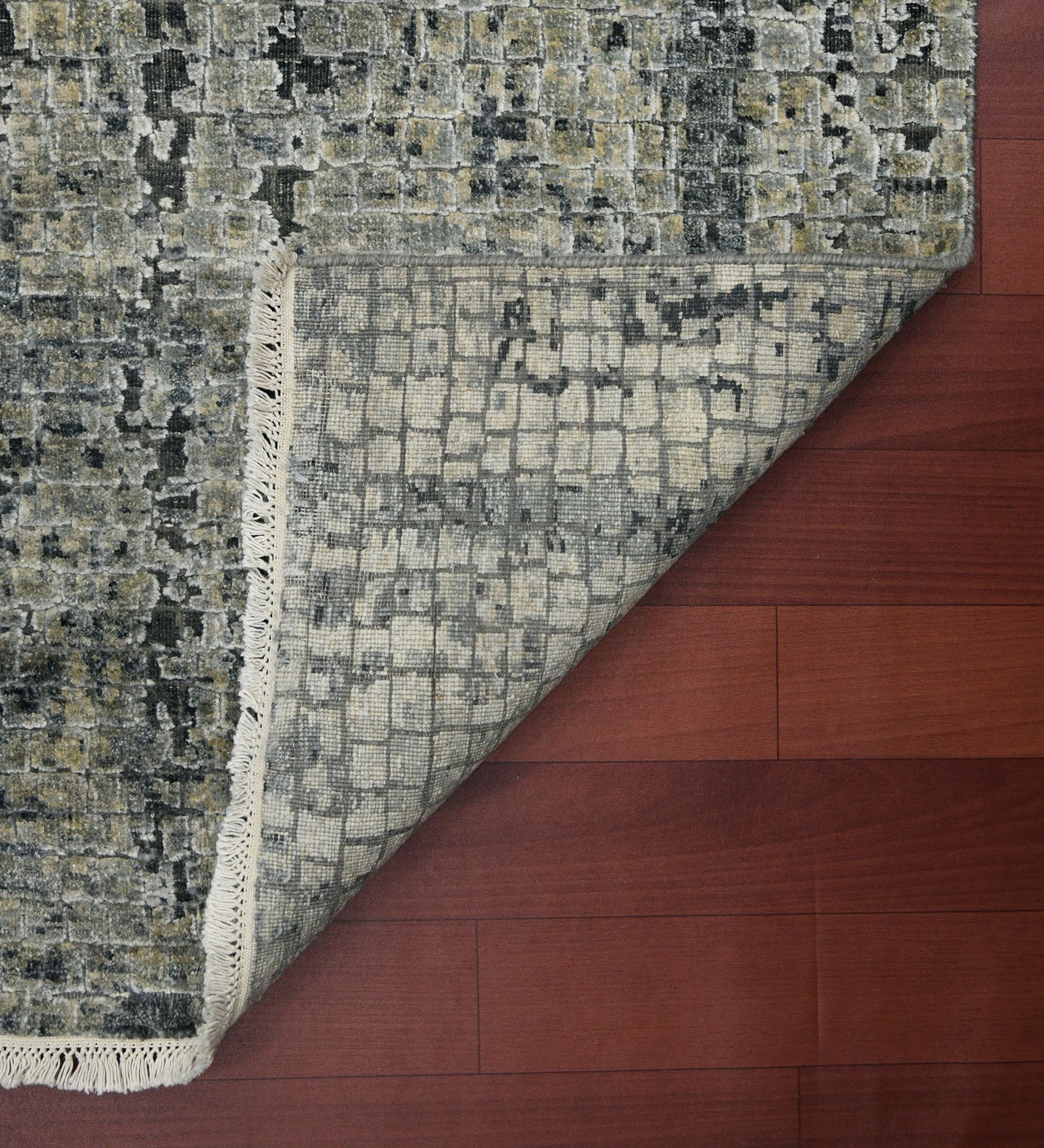 Emerald Modern Pattern Hand Knotted  Rectangle Anti-Skid Designer Carpet, Prayer Rug For Office Cabins, Small Living Spaces - 2'X3'