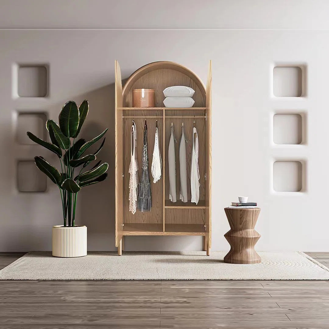 Contemporary Solid Wood Wardrobe – Modern & Simple Bedroom Storage Armoire - OUCH CART |Wardrobe 