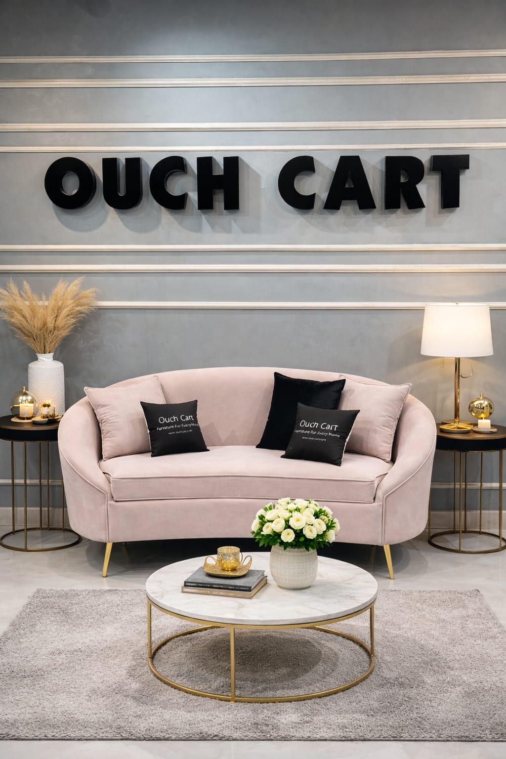 Velvet Curved Sofa Toss Pillow Included