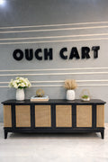 Chic Teak Wood & Rattan Black Sideboard – Stylish Storage Piece