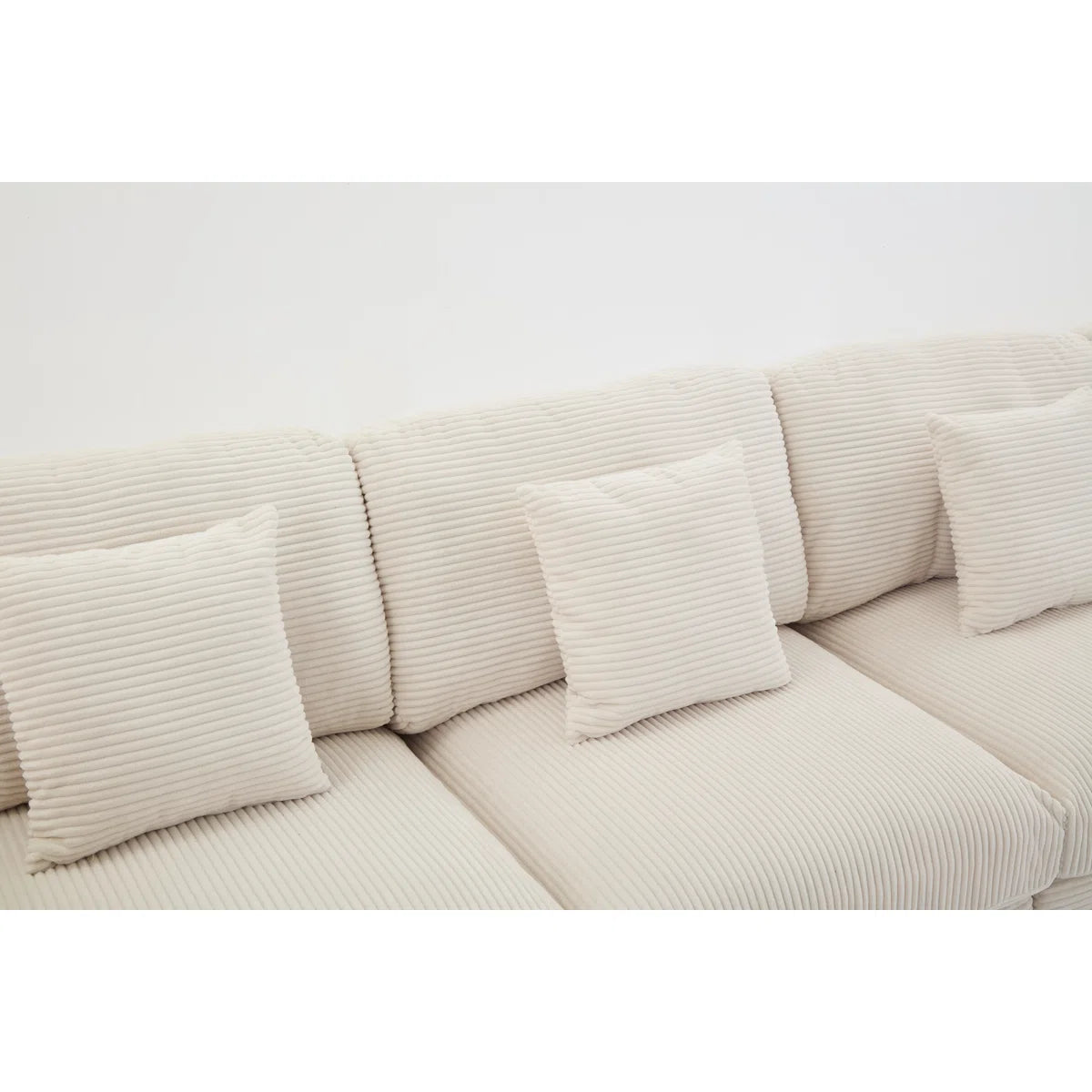 Corduroy Sectional Sofa with Pull-Out Sleeper