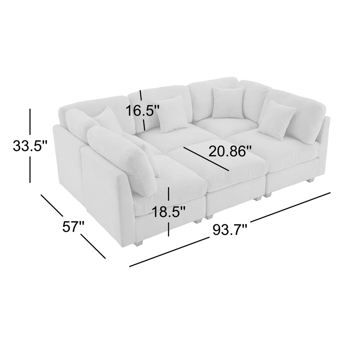 Corduroy Sectional Sofa with Pull-Out Sleeper