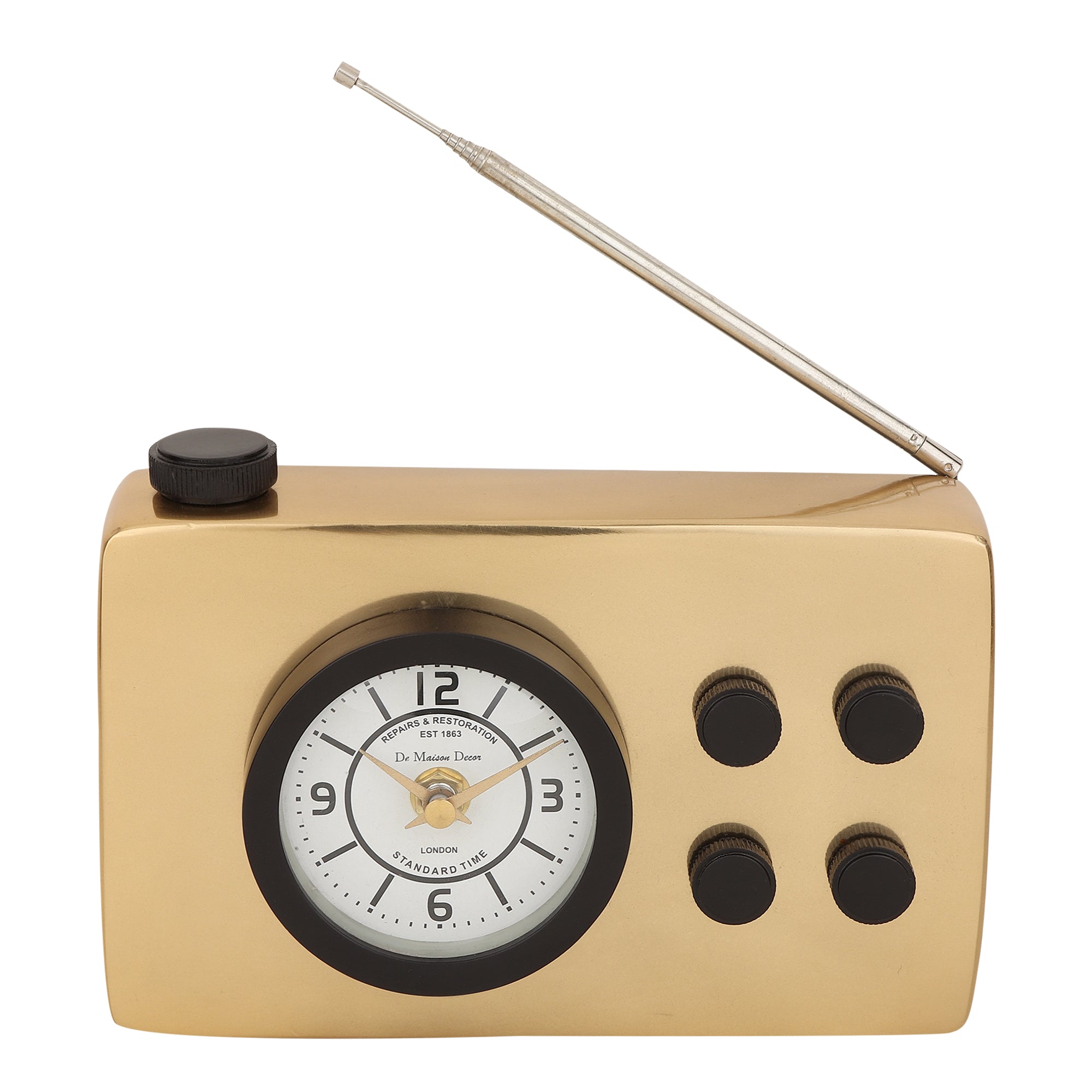 Broadcaster Table Clock In Gold