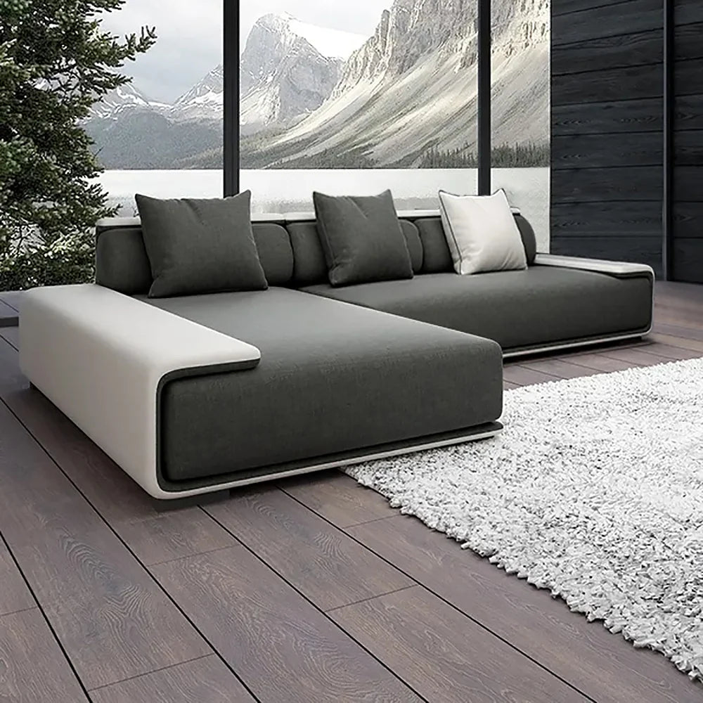 Modern L-Shaped Sectional Sofa | Luxury Upholstered Corner Couch with Cushions | Contemporary Living Room Sofa
