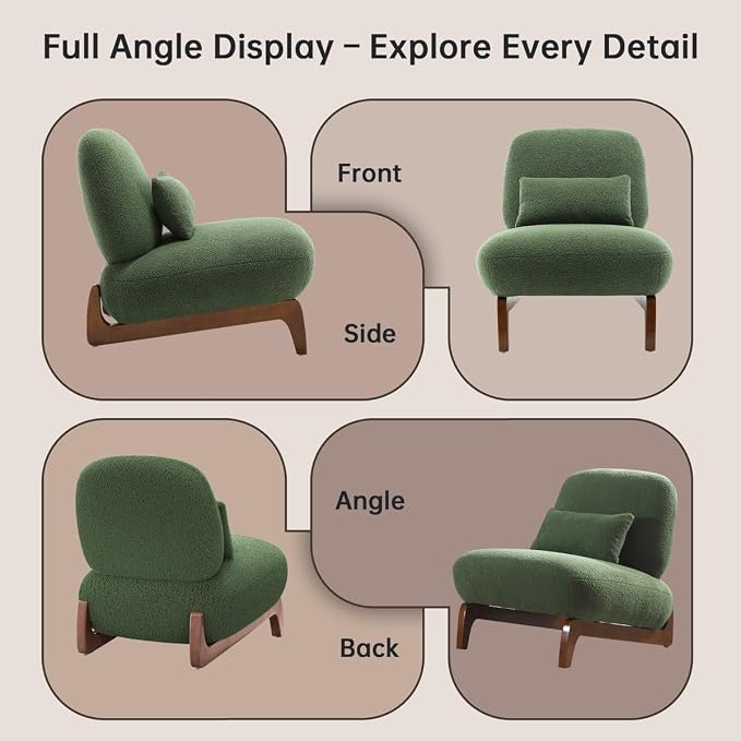 Ouch Cart Modern Green Upholstered Lounge Chair with Wooden Legs | Cozy Accent Chair