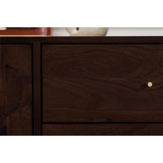 Sheesham Wood Geneva Sideboard with Three Drawer 145x40x75 CM (Walnut Finish)