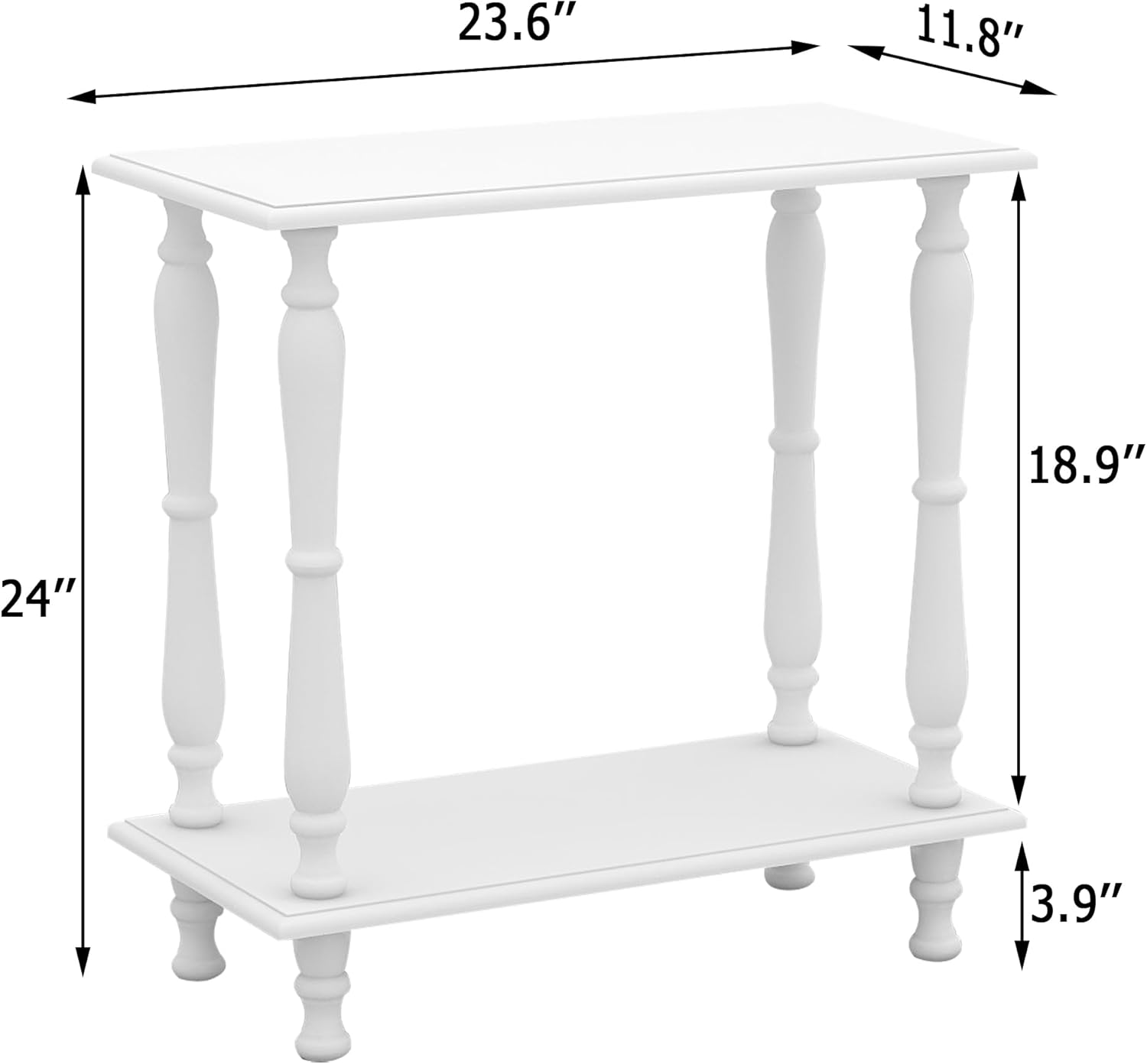 White 2-Tier Wooden Side Table - Ouch Cart