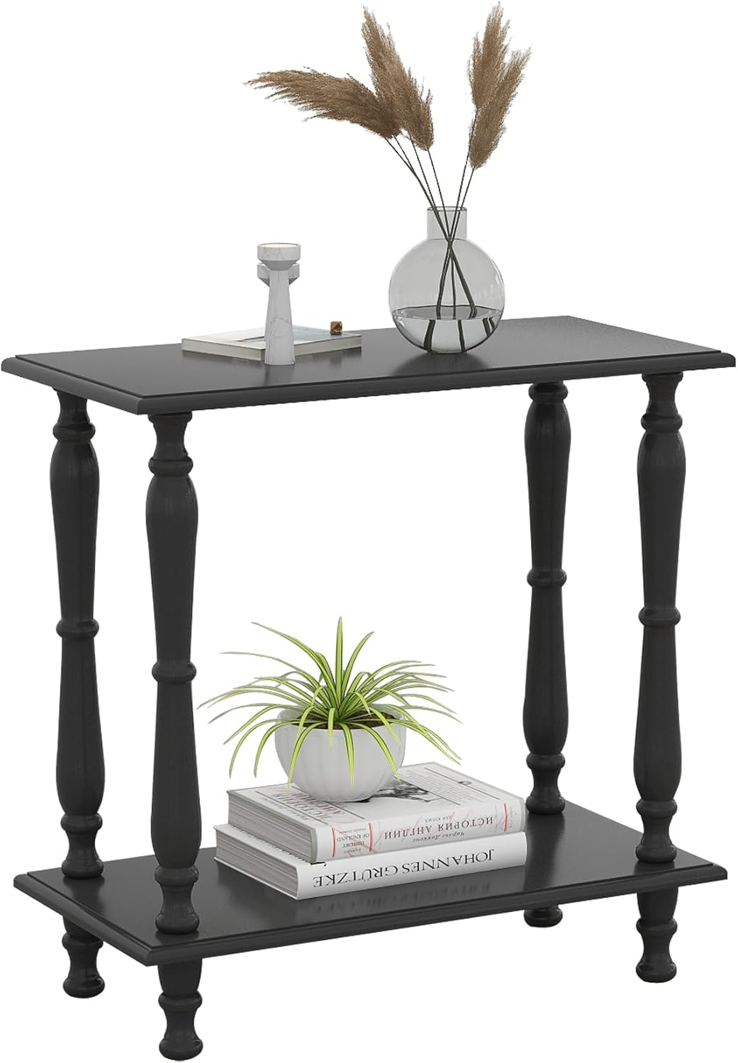 White 2-Tier Wooden Side Table - Ouch Cart