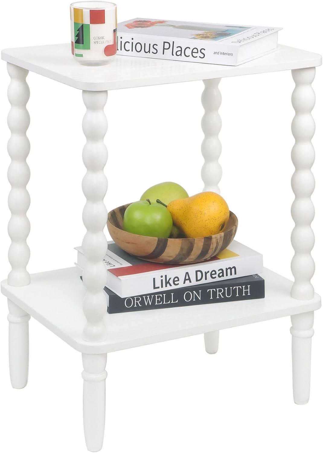 Side Table, Small End Table with Storage Shelf, 2-Tier Small Coffee Tables Living Room for Bedroom, Narrow Spaces (Rustic Brown)