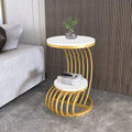 Accent Coffee Table Simple Modern Bedside Cabinet Small Round Table Faux Marble Top Metal Table Living Room Sofa
