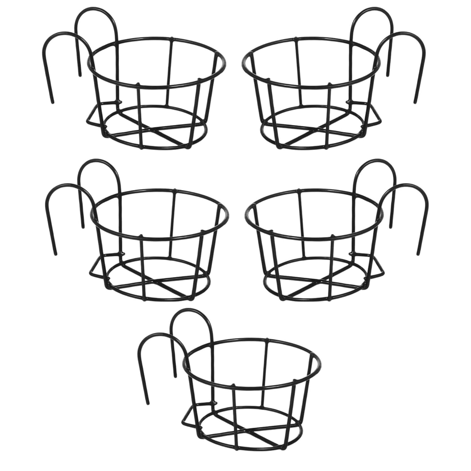 Product image Worthy Shoppee Round Metal Hanging Flower Pot Stand for Railing | Balcony & Outdoor Planter Pot Holder | Indoor Garden Gamla Stand | Plant Stand for Balcony