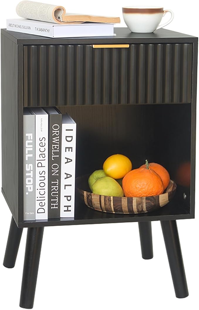 Mid Century Modern Nightstand, Wood Bedside Table -Ouch Cart
