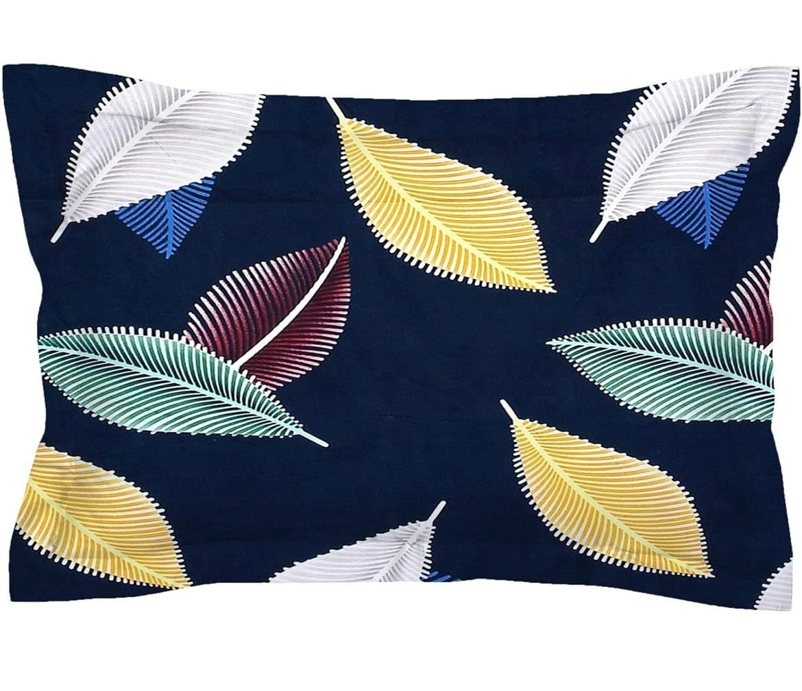 Single Bed Cotton Bedsheet with 1 Pillow Cover | 60 x 90 Inches | 240 TC Superfine Cotton | Botanical Print Flat Bedsheet | 17 x 27 Inch Pillow Cover | Summer Bedding
