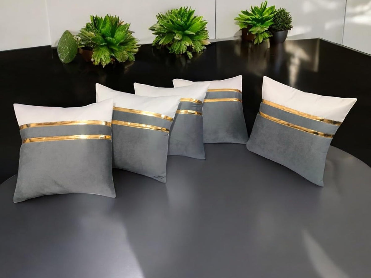 Self-Design Cushion Covers, 16 x 16 Inch, Blue, Set of 5