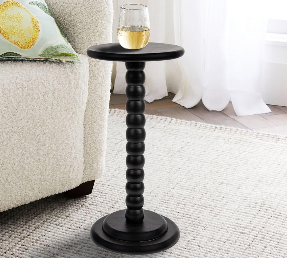 Creative Co-Op Stacked Pedestal Cocktail Side Table, Plant Stand Black