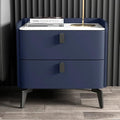 Ouch Cart Modern Blue Bedside Table with 2 Drawers & Marble Top – Top View
