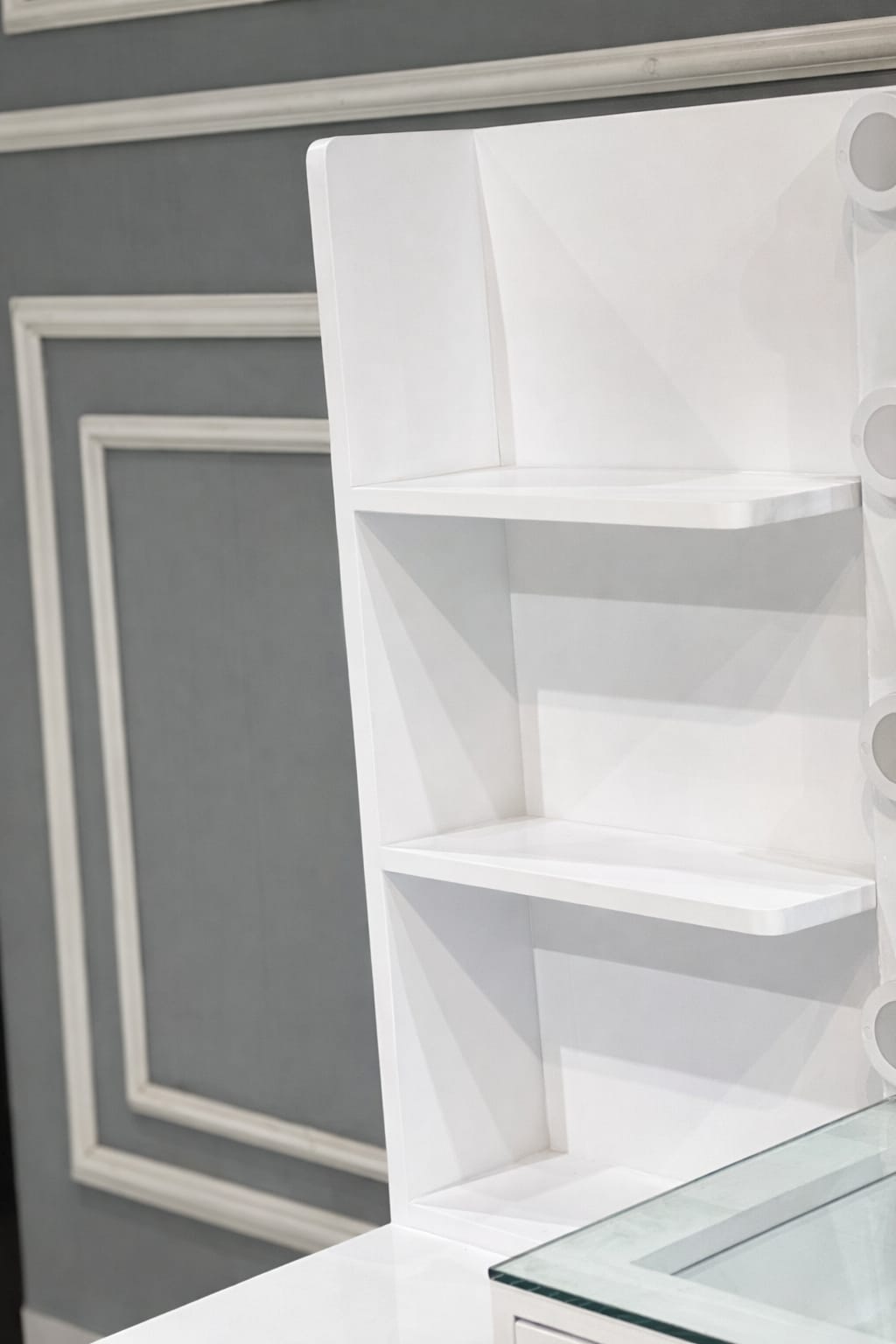 Luxury White Makeup Vanity Table with LED Mirror & Storage Drawers | Professional Dressing Unit