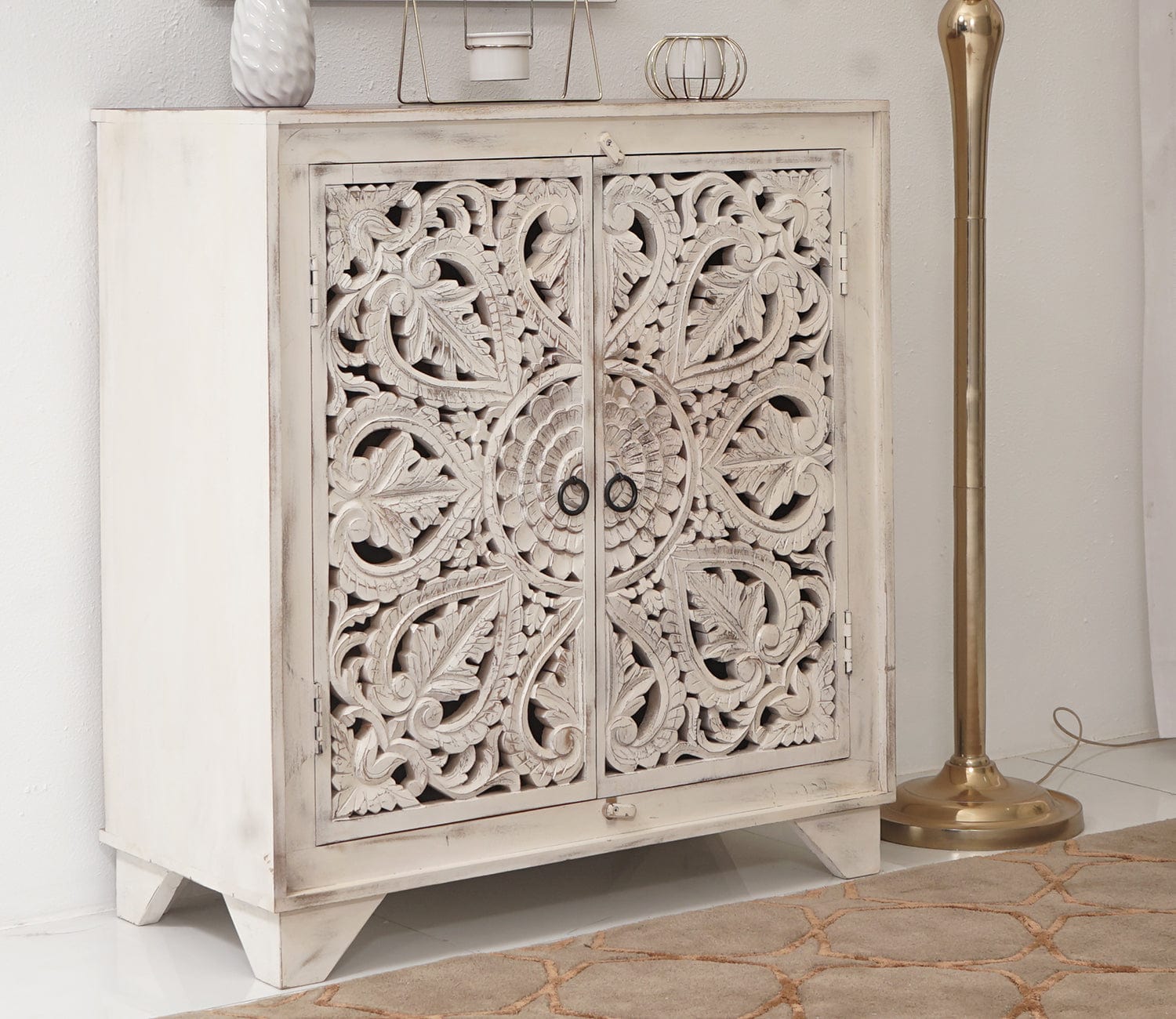 Joshua 2 Door Cabinets and Sideboard (White Finish)
