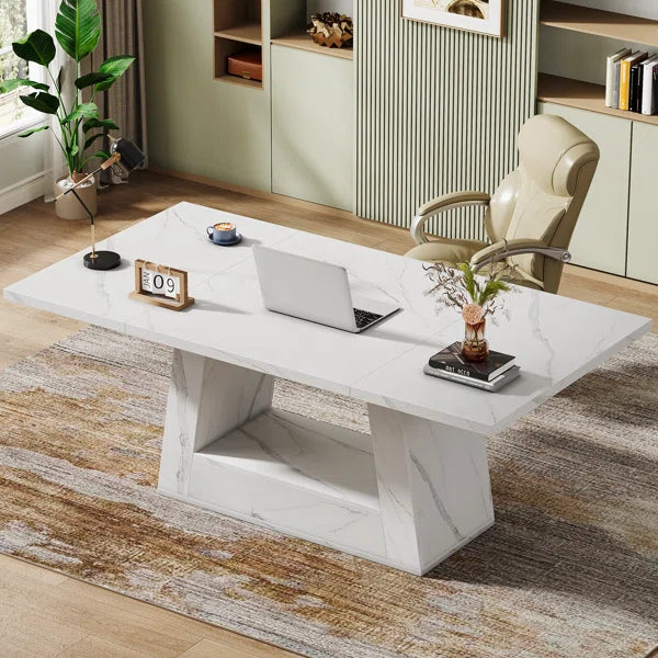 63 Inch Modern Executive Office Desk with Strong Base | Stylish Computer Table