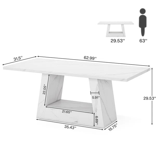 63 Inch Modern Executive Office Desk with Strong Base | Stylish Computer Table