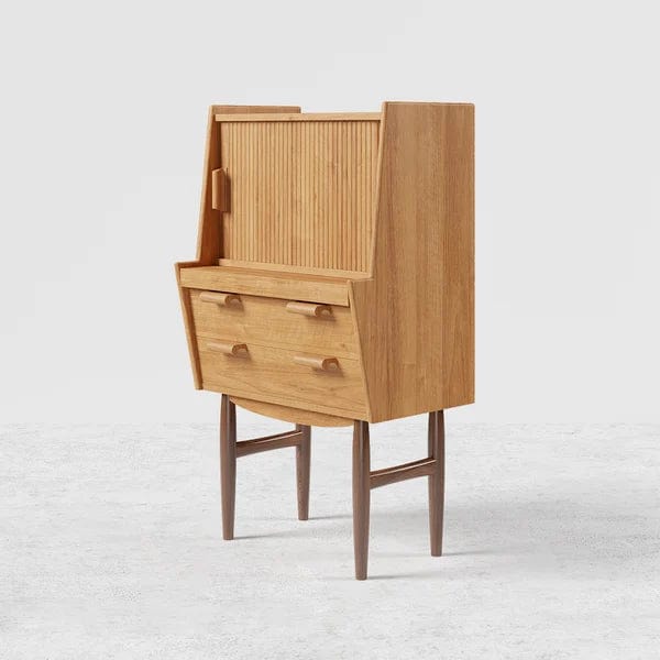 Helga Modern Secretary Desk with Hutch Computer Desk with Ample Storage With Chair