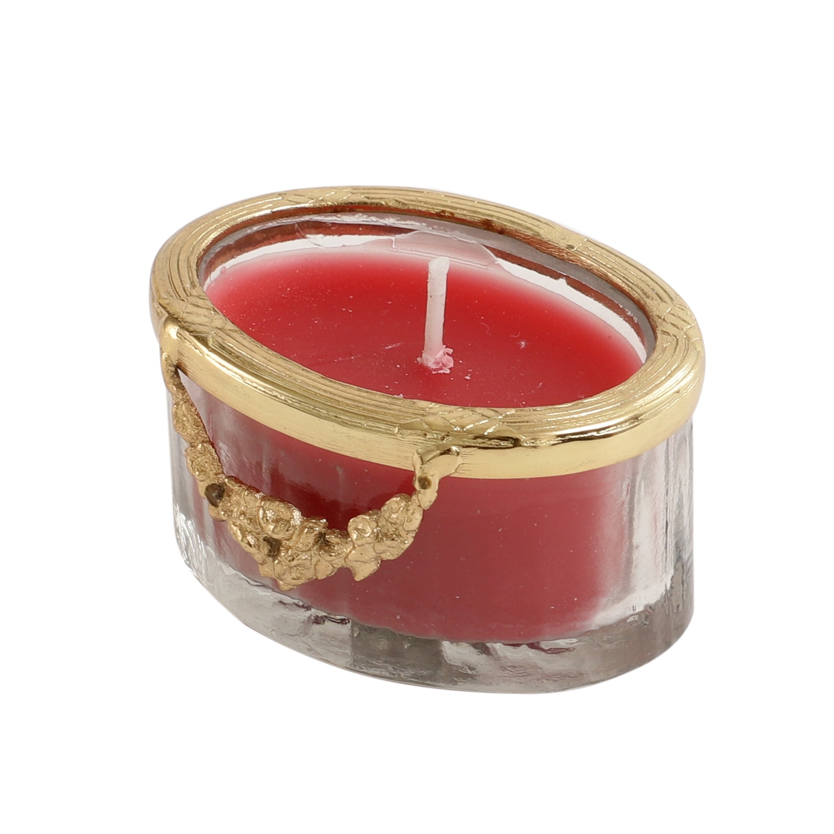 Cherry Blossom Red Scented Candle Jar With Golden Ring