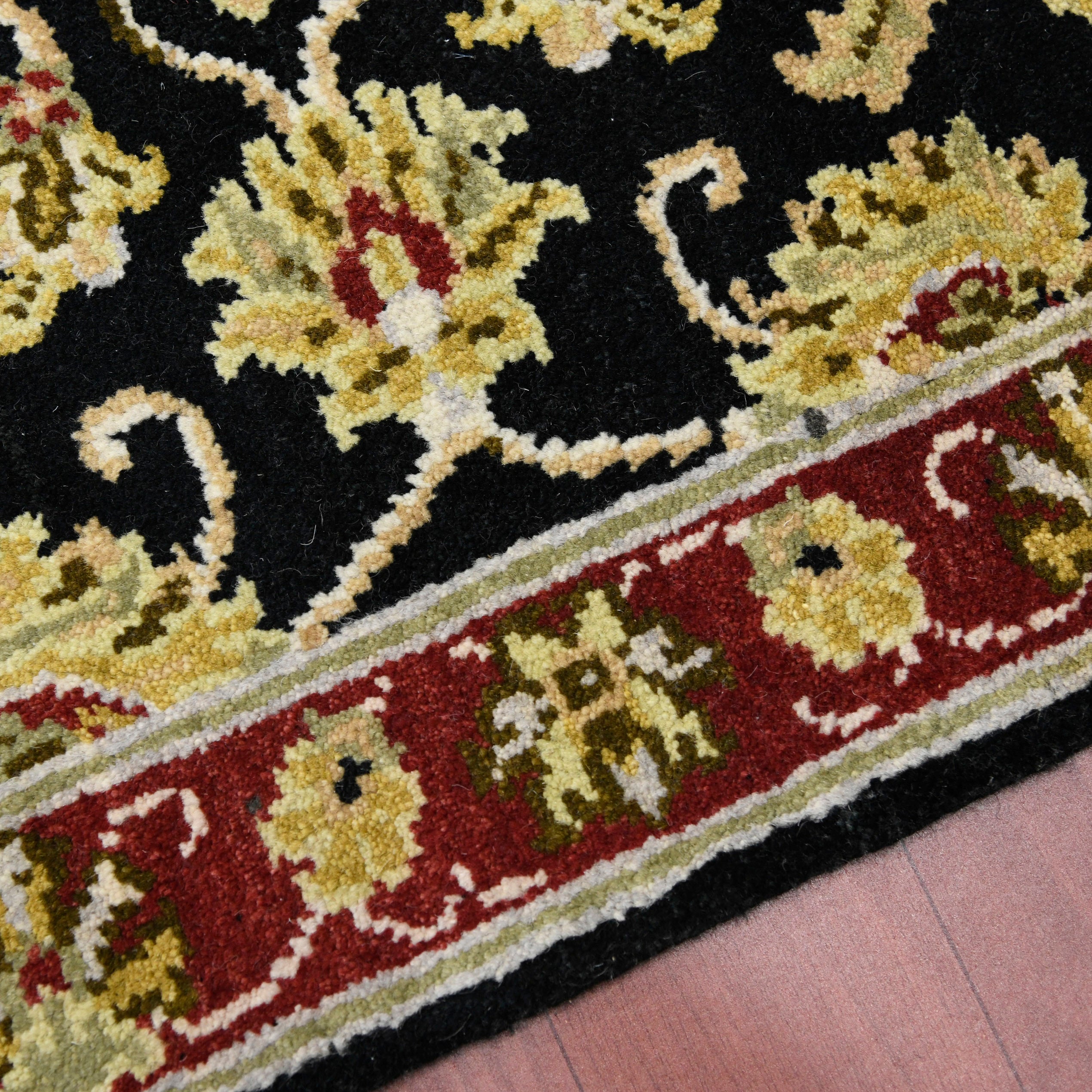 Luxor Classic Pattern Hand Knotted  Rectangle Anti-Skid Designer Carpet, Prayer Rug For Office Cabins, Small Living Spaces - 2'X3'