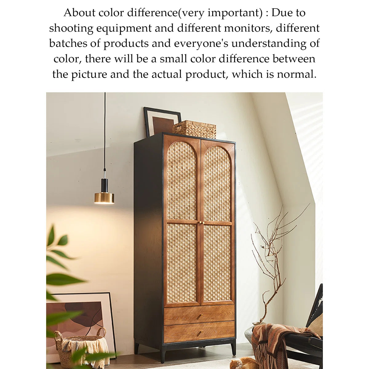 Retro Mid-Century Wardrobe – Solid Wood Bedroom Armoire with Classic Design