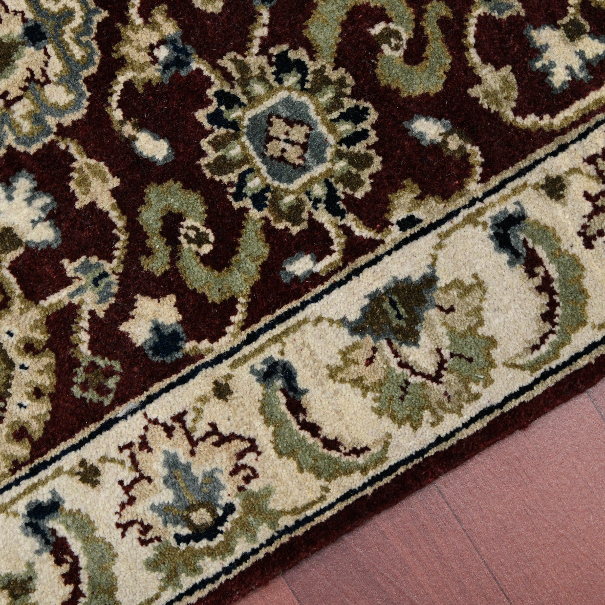 Luxor Classic Pattern Hand Knotted  Rectangle Anti-Skid Designer Carpet, Prayer Rug For Office Cabins, Small Living Spaces - 2'X3'