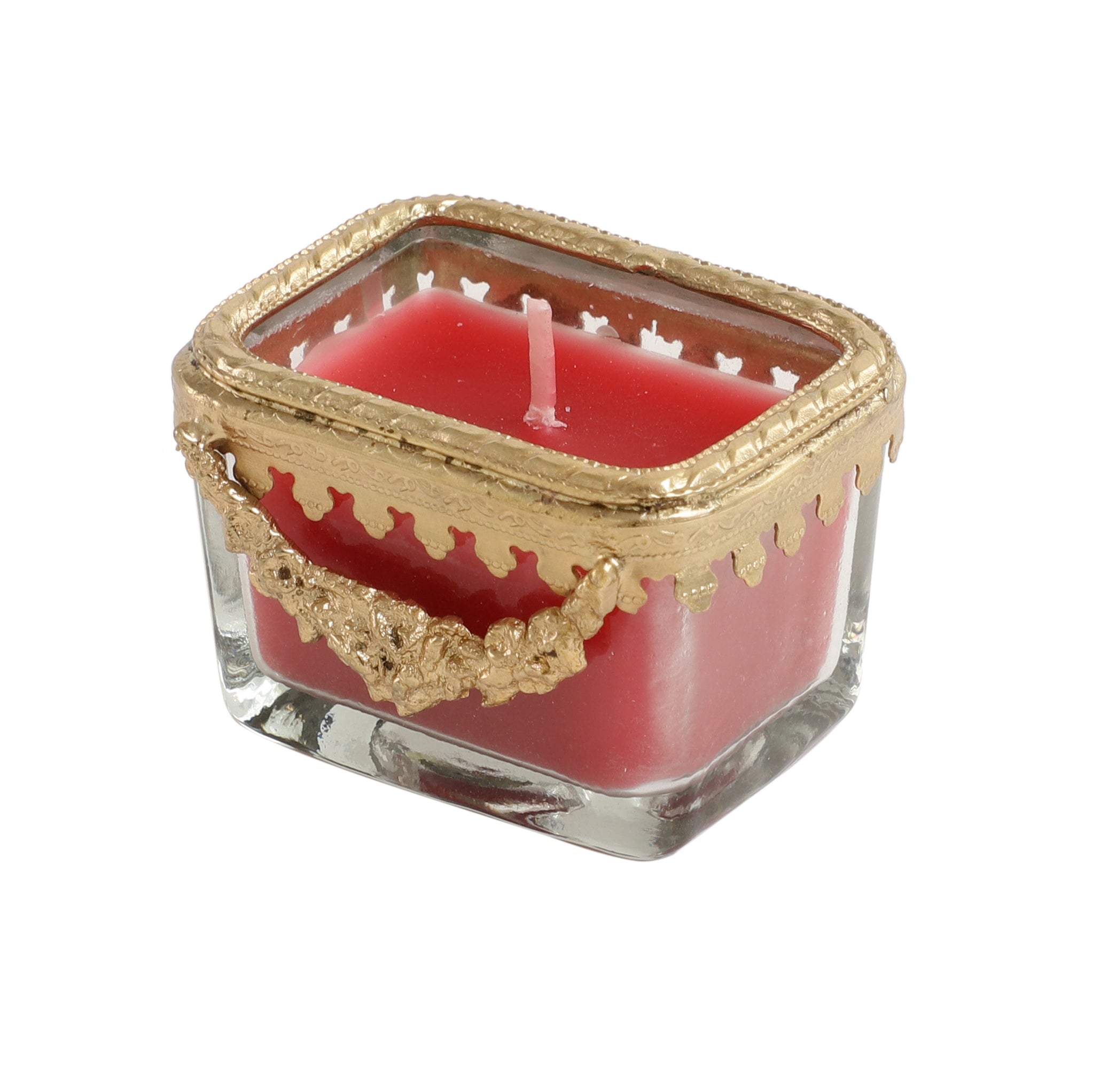 cherry blossom red scented candle glass jar with Golden ring